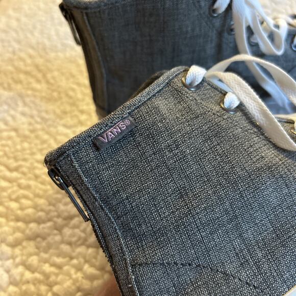 Vans Women’s Camden Hi Top Sneaker Back Zip Not Tie Twill 9 Gray - Picture 4 of 7
